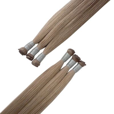24 ιντσών Βραζιλιάνος Remy Cuticle ευθυγραμμισμένη ευθεία μαλλιά δεμένα με τα χέρια Επέκτασης πλέγματος λεπτή μαλακή