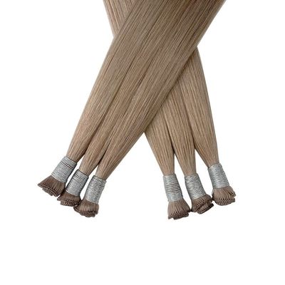 24 ιντσών Βραζιλιάνος Remy Cuticle ευθυγραμμισμένη ευθεία μαλλιά δεμένα με τα χέρια Επέκτασης πλέγματος λεπτή μαλακή