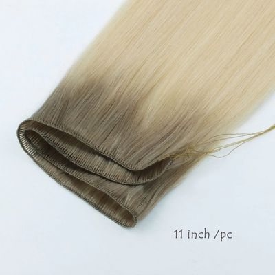 24 ιντσών Βραζιλιάνος Remy Cuticle ευθυγραμμισμένη ευθεία μαλλιά δεμένα με τα χέρια Επέκτασης πλέγματος λεπτή μαλακή