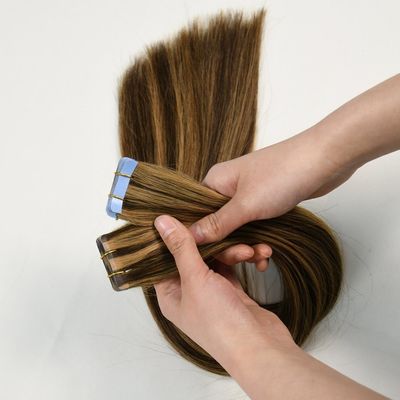 Πλήρης Κουτίκλ 100 Virgin Remy Human Hair Tape Ins Επέκτασης για προσυνδεδεμένη ταινία στυλ