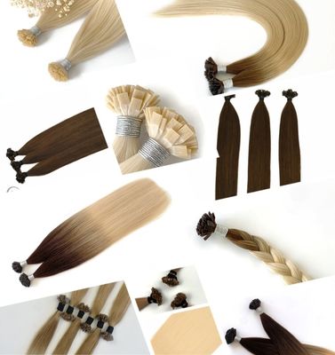 Μεταφορά DHL 20-28 ίντσες επίπεδες ακροφύλλες Hair Extensions διπλό Drawnkeratin ευθεία στυλ