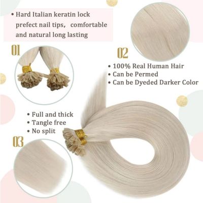 UT-23502 Muti-Color U/Nail Tip Ανθρώπινες επεκτάσεις μαλλιών Χωρίς σύγχυση Χωρίς απόρριψη 1g/νήμα