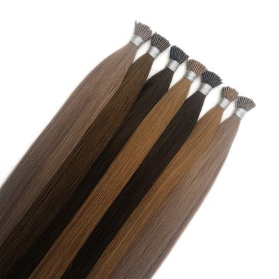 Ιταλική Κερατίνη κόλλα Bond I Tip Hair Extensions 100% Ανθρώπινα μαλλιά Διπλό τραβηγμένο μαλλί Remy