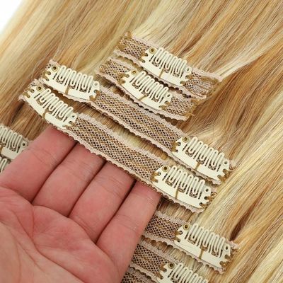 Τεχνητότητα Bodywave Κλιπ σε Hair Extensions 100% Ανθρώπινα μαλλιά Διπλό Τραβήχτηκε Κομμή ευθυγραμμισμένη