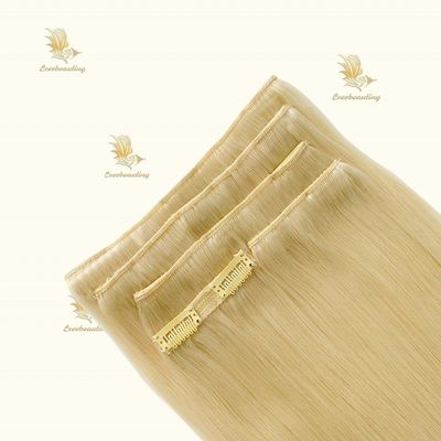 Remy Human Hair Clip Ins Double Draw Clip on Hair Extensions Προσυνδεδεμένες κλιπς στυλ
