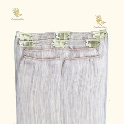 Remy Human Hair Clip Ins Double Draw Clip on Hair Extensions Προσυνδεδεμένες κλιπς στυλ