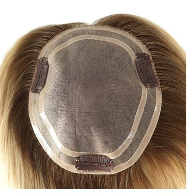 5.5X6inch Χειροδεμένο Double Mono Top Remy Ευρωπαϊκό Ανθρώπινο Μαλλί Τούπι Topper PU Γύρω MT-S1